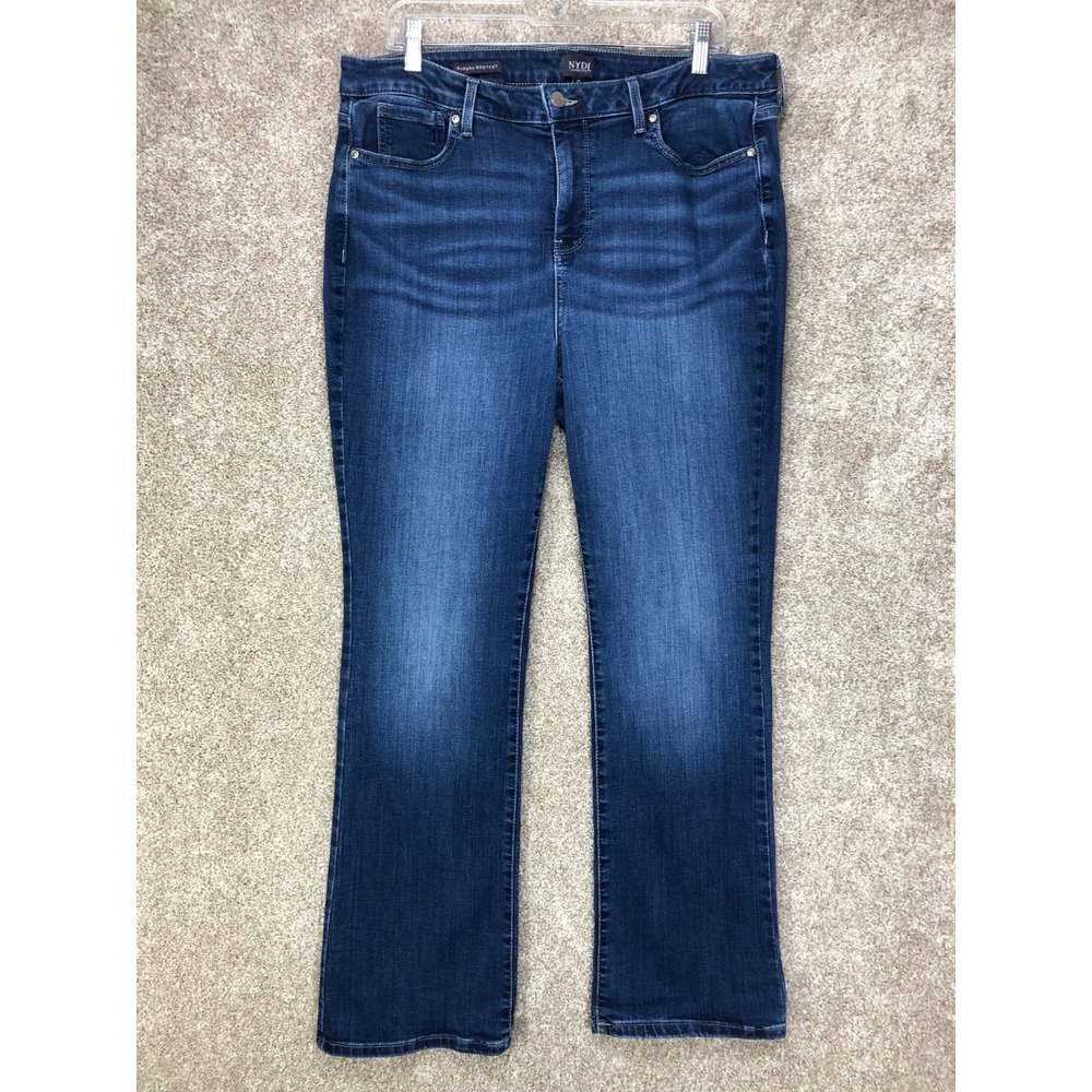 NYDJ Barbara High Rise Bootcut Jeans Womens 16 Dark Blue Lift Tuck Stretch Denim